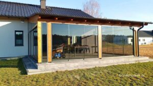 Szkło przesuwne na taras Łódź ściana frontowa