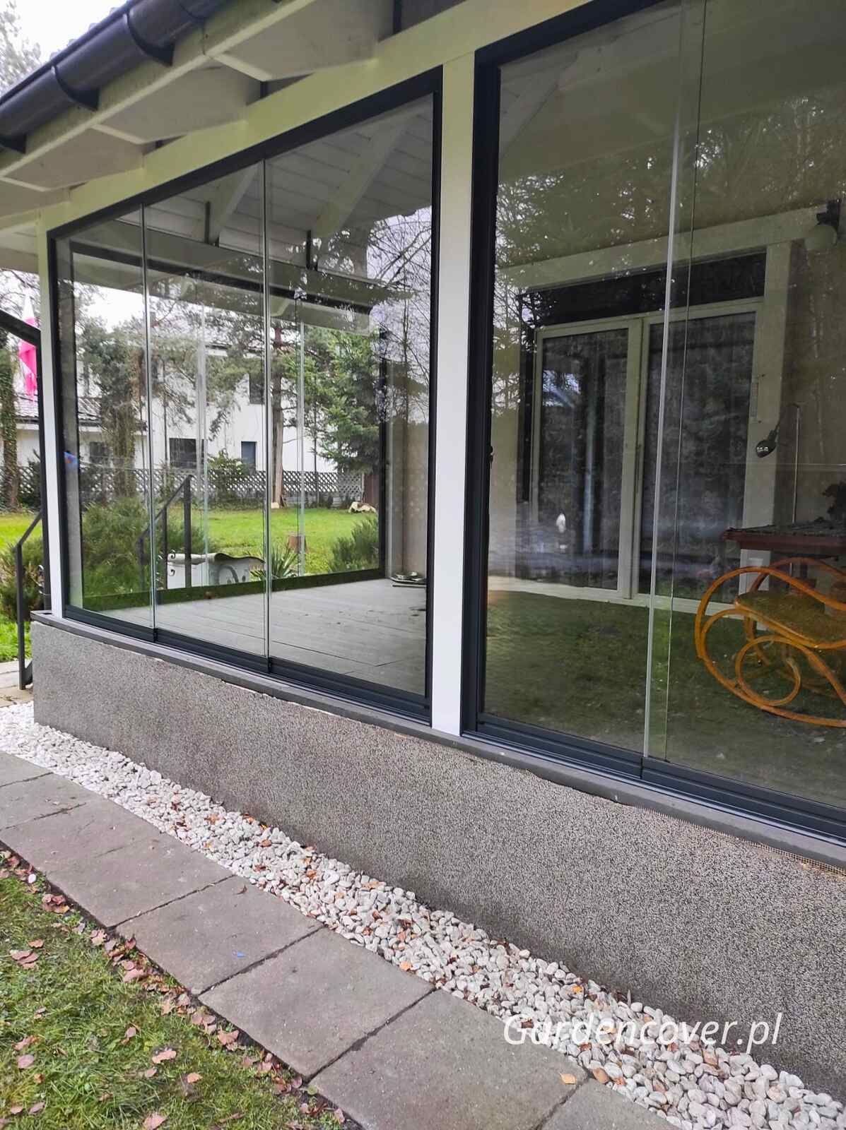 Szklane ściany przesuwne Ostrów Wielkopolski taras bezramowy